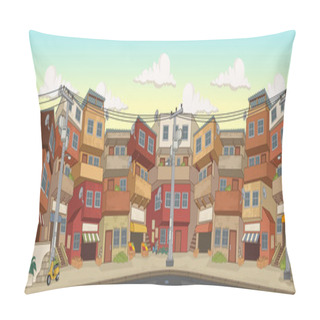 Personality  Street Of Poor Neighborhood In The City. Slum. Favela. Pillow Covers