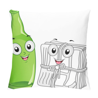 Personality  Bottle And Newspaper Mascots Pillow Covers