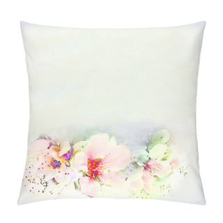 Personality  Greeting Vintage Card With Bright Spring Flowers And Frame On Hazed Background Pillow Covers