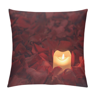 Personality  Candle On The Rose Petals Background Pillow Covers