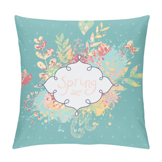 Personality  Vintage Card In Vector Made Of Flowers And Butterflies. Retro Floral Composition With A Textbox. Pillow Covers