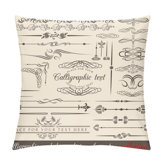 Personality  Calligraphic And Decor Design Elements. Vector Design Corners, Bars, Swirls, Frames And Borders. Hand Written Retro Feather Symbols. Pillow Covers