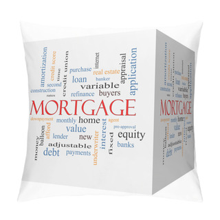 Personality  Mortgage 3D Cube Word Cloud Concept Pillow Covers