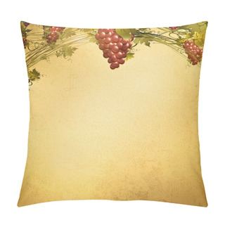 Personality  Red Grape At Grunge Background Pillow Covers