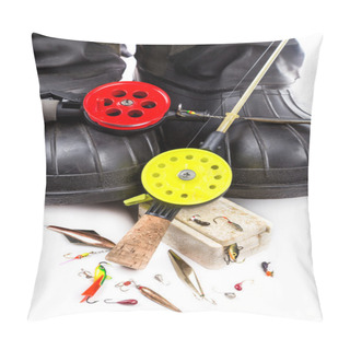 Personality  Closeup Ice Fishing Tackles And Equipment Pillow Covers