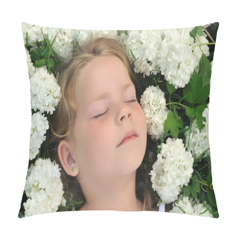 Personality  Little girl laying in flowers - snowball pillow covers