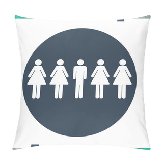 Personality  One Male Stick Figure With Four Females, Polygamy Icon. Pillow Covers