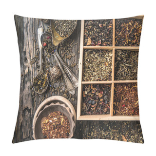 Personality  Variety Of Teas, Mixes In Copper Dish, Topview Pillow Covers