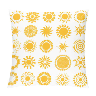 Personality  Vector Set Of Different Hand Drawn Suns. Isolated. Pillow Covers