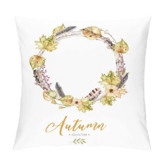 Personality  Frame With Autumn Leaves And Berries Pillow Covers