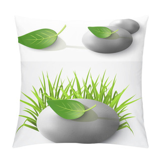 Personality  Stone And Leaf. Vector Illustration Pillow Covers
