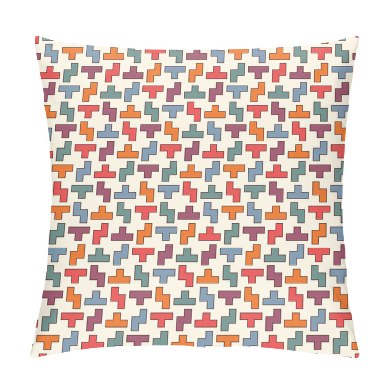 Personality  Repeated creative puzzle mosaic abstract background. Seamless surface pattern design with simple geometric ornament. pillow covers