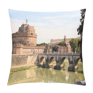 Personality  Rome, Italy. View Of The Castel Sant'angelo In The Summer Pillow Covers