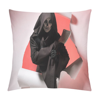 Personality  Woman In Death Costume Holding Cleaver And Getting Out Of Hole In Paper Pillow Covers
