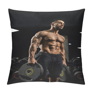 Personality  Shirtless Male Bodybuilder Carrying Weights. Pillow Covers