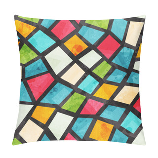 Personality  Colored Mosaic Seamless Pattern With Grunge Effect Pillow Covers