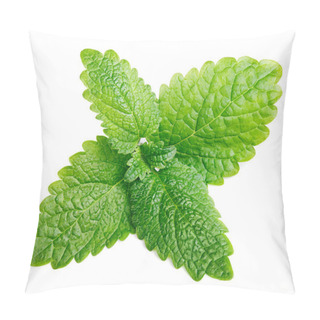 Personality  Fresh Raw Mint Or Green Lemon Balm Leaves (Melissa Officinalis) On White Pillow Covers