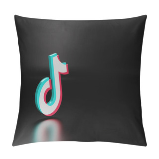 Personality  Buenos Aires, Argentina - March 8th, 2022: Tiktok Icon On Dark Background. 3d Illustration. Pillow Covers