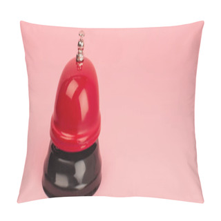 Personality  Red And Metallic Bell Isolated On Pink, Banner Pillow Covers