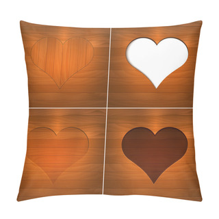 Personality  Heart In Wood. Vector Background. Pillow Covers
