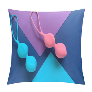 Personality  Sex Toys. Two Jiggle Balls On A Colored Background. Useful For Sex Shop, Adult Pillow Covers