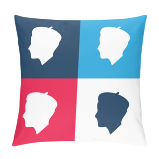 Personality  Artist Profile Blue And Red Four Color Minimal Icon Set Pillow Covers
