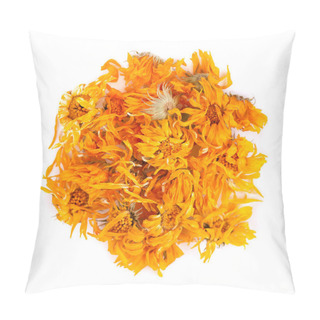 Personality  Dried Calendula Flowers Isolated On White Background. Medicinal Herbs. Top View. Pillow Covers