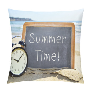 Personality  Alarm Clock And Chalkboard With The Text Summer Time Pillow Covers