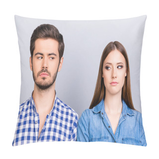 Personality  Mistrust And Cheat Problems. Annoyed Couple Is Ignoring Each Oth Pillow Covers
