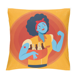 Personality  Retro Strong Powerful Woman Illustration. Inspired By The Famous World War Two Propaganda Poster Of Rosie The Riveter Calling For Women To Play Their Part In The War Effort Pillow Covers