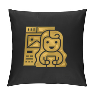 Personality  Blogger Gold Plated Metalic Icon Or Logo Vector Pillow Covers