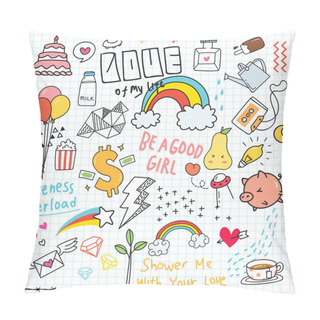 Personality  Set Of Colorful Doodles On Paper Background Pillow Covers