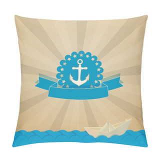 Personality  Vintage Scrap Nautical Card With Frame Vector Illustration Pillow Covers