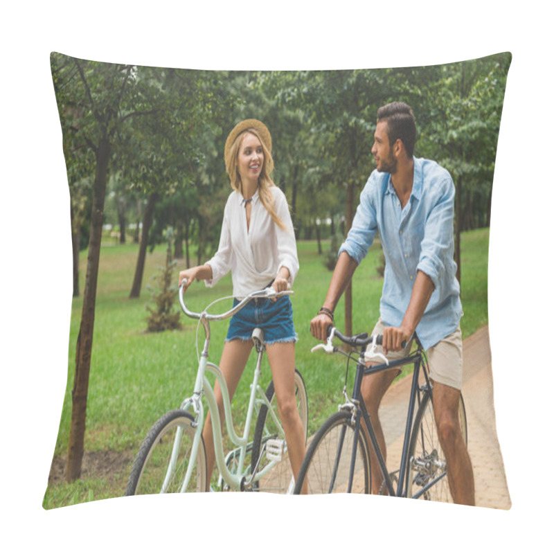 Personality  Happy Couple Riding Bicycles Pillow Covers