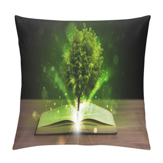 Personality  Open Book With Magical Green Tree And Rays Of Light Pillow Covers