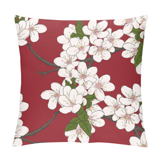 Personality  Seamless Floral Pattern With Cherry Flowers. Vector Pillow Covers