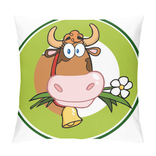 Personality  Dairy Cow Cartoon Logo Mascot Banner Pillow Covers