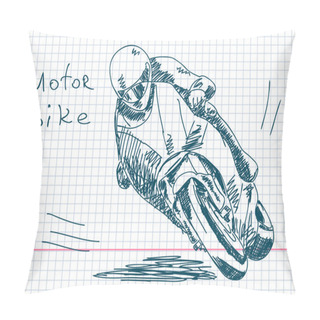 Personality  Hand Drawn Motorbike Vector Pillow Covers