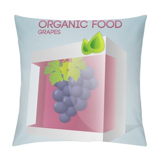 Personality  Vector Illustration Of Grapes In Packaged. Organic Food Concept. Pillow Covers