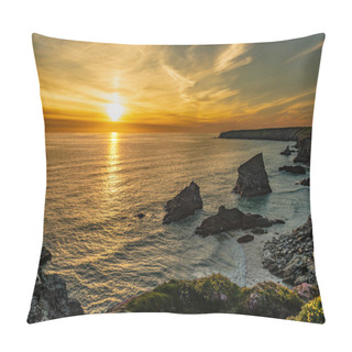 Personality  Beautiful Dusk Sunset Of Bedruthan Steps Rock Stacks In Cornwall, UK Pillow Covers