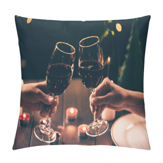 Personality  Women Clinking Glasses Over Served Table Pillow Covers