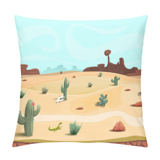 Personality  Seamless Cartoon Desert Landscape Pillow Covers