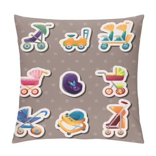 Personality  Set Of Baby Carriage Stickers Pillow Covers