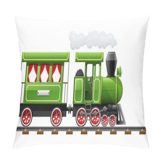 Personality  Green Retro Locomotive With Coach Pillow Covers