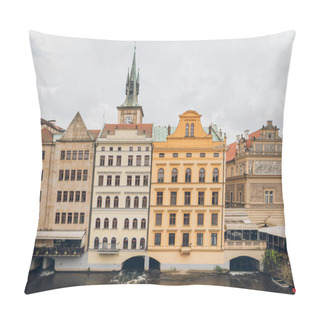 Personality  Beautiful Houses And Vltava River In Prague, Czech Republic Pillow Covers