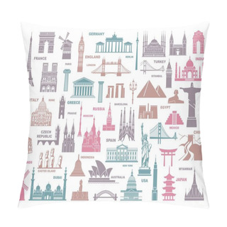Personality  Icons World Tourist Attractions And Architectural Landmarks Pillow Covers