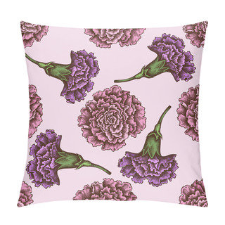 Personality  Seamless Pattern With Hand Drawn Colored Carnation Pillow Covers
