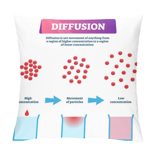 Personality  Diffusion Vector Illustration. Labeled Educational Particles Mixing Scheme. Pillow Covers