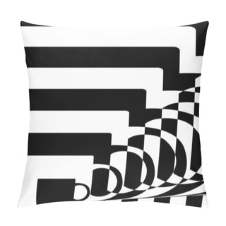 Personality Black And White Abstract Ribbed Background In The Style Of Pop Art, Wallpaper For Design Hypnotic Concept Creative With Cup Shapes Pillow Covers