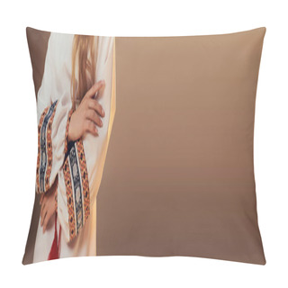 Personality  A Young Woman, Mystical And Ethereal, Adorned In A White Robe, Exuding An Air Of Magic And Mystery In A Studio Setting. Pillow Covers